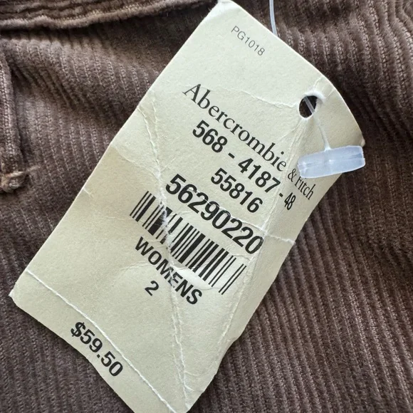 NWT Vtg RED TAG Abercrombie & Fitch Corduroy Flare Pants Y2K Deadstock Brown 2 - Picture 8 of 13